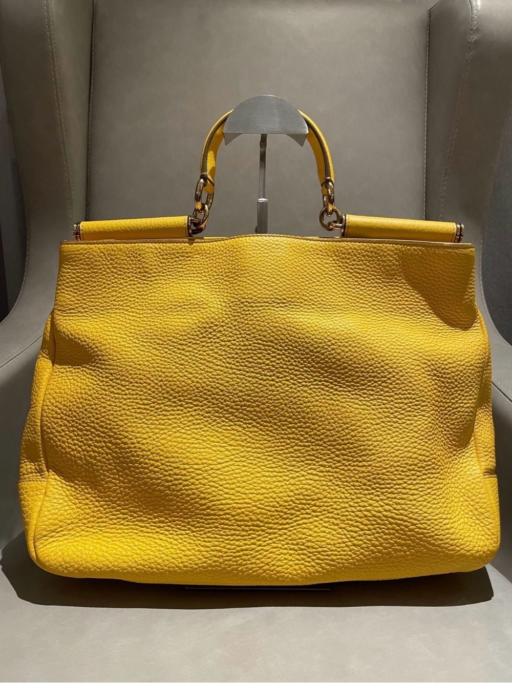 Dolce & Gabbana Yellow Sicily Pebbled Leather Satchel - Picture 2 of 5